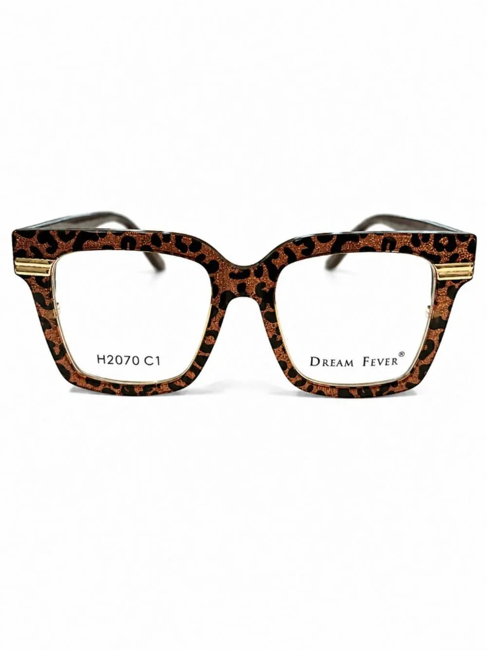 Dream Fever H2070 C1 Leopard Print Square Eyeglass Frames 50-19-145